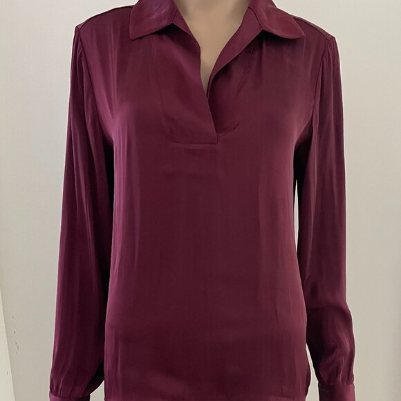 David Lerner Blouse Burgundy Long Sleeves Women's Size Small - Picture 4 of 8